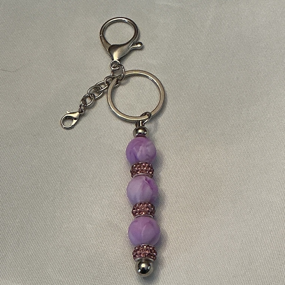 Purple beaded keyring
